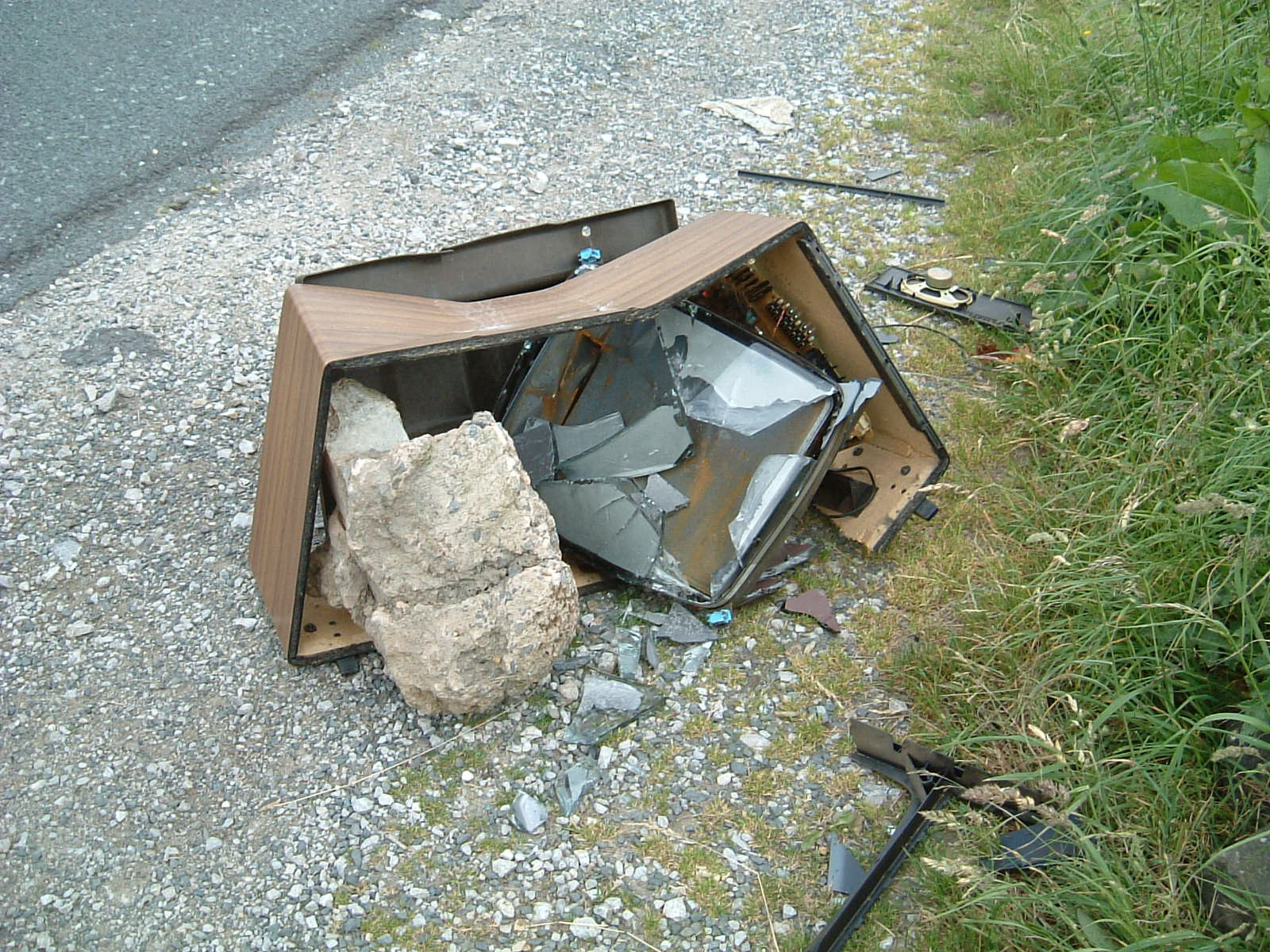 A smashed TV, north of Lothersdale