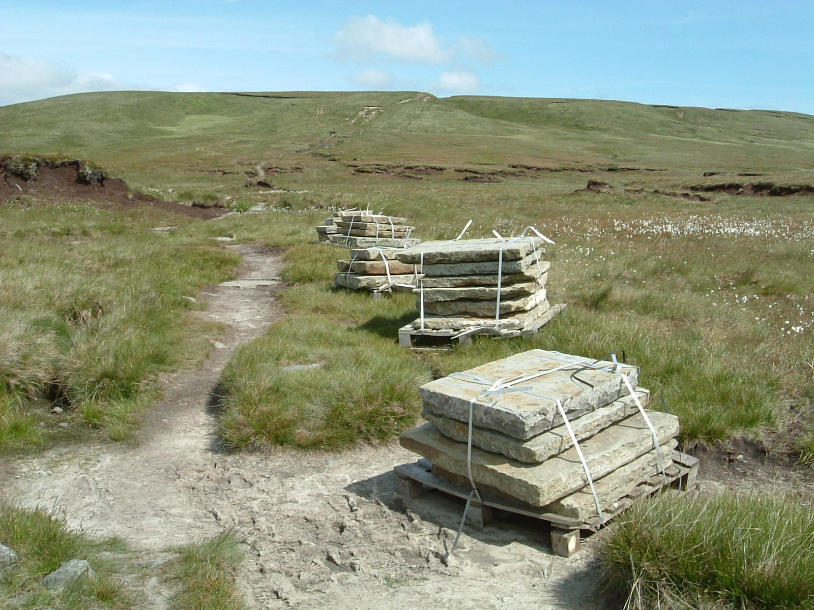 Piles of paving slabs on Great Shunner Fell