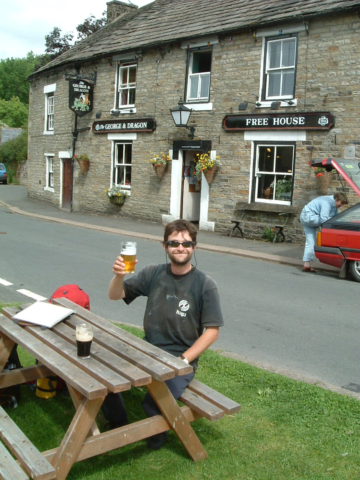 Mark and his pint in the George and Dragon, Garrigill