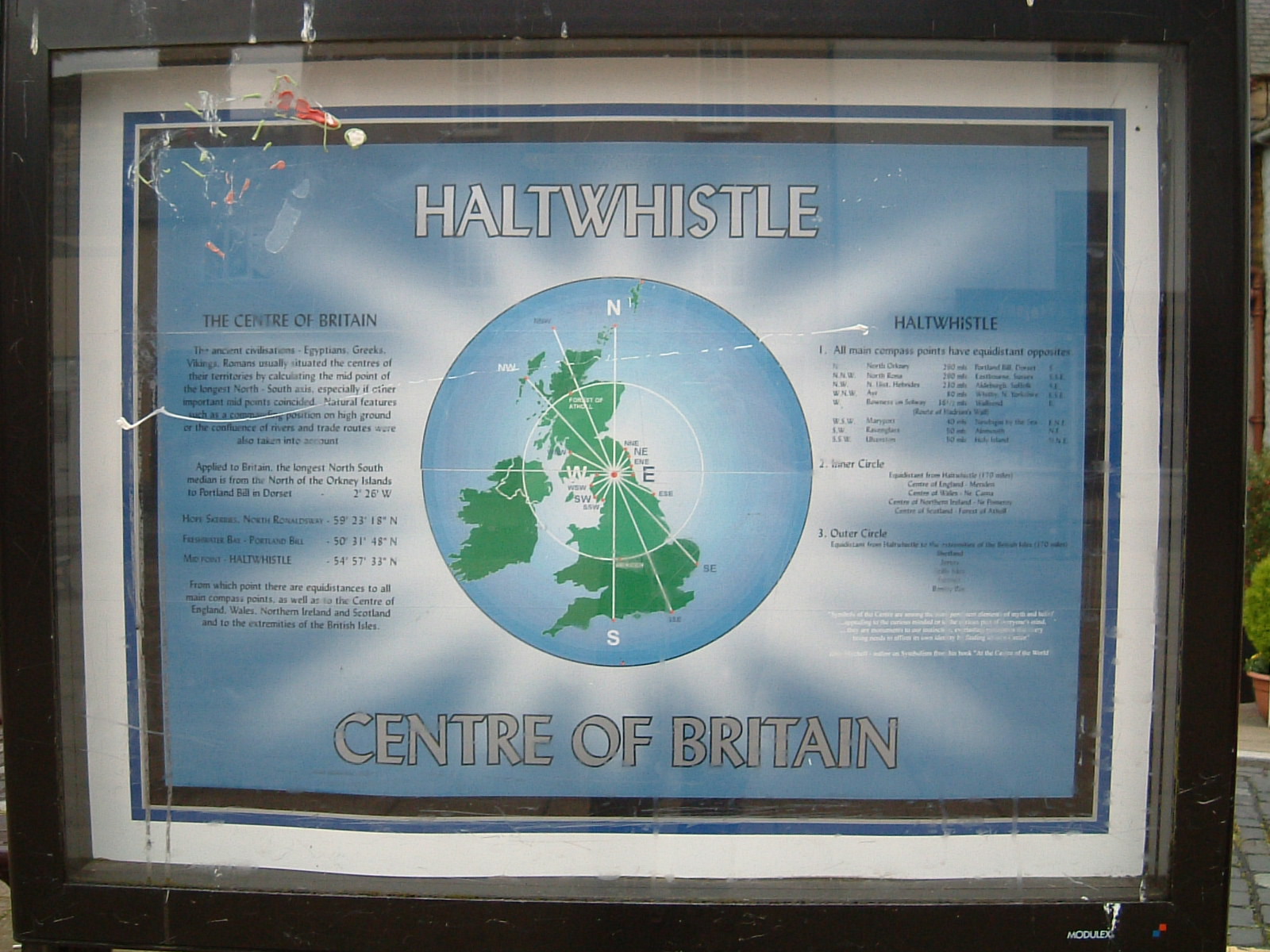 A sign saying 'Haltwhistle - The Centre of Britain'