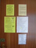 Notices on the back of my bedroom door in the Angeldale Guesthouse