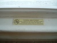 A No Smoking notice on the window sash in the Angeldale Guesthouse