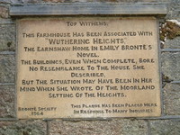 A sign explaining the connection between Top Withens and Wuthering Heights