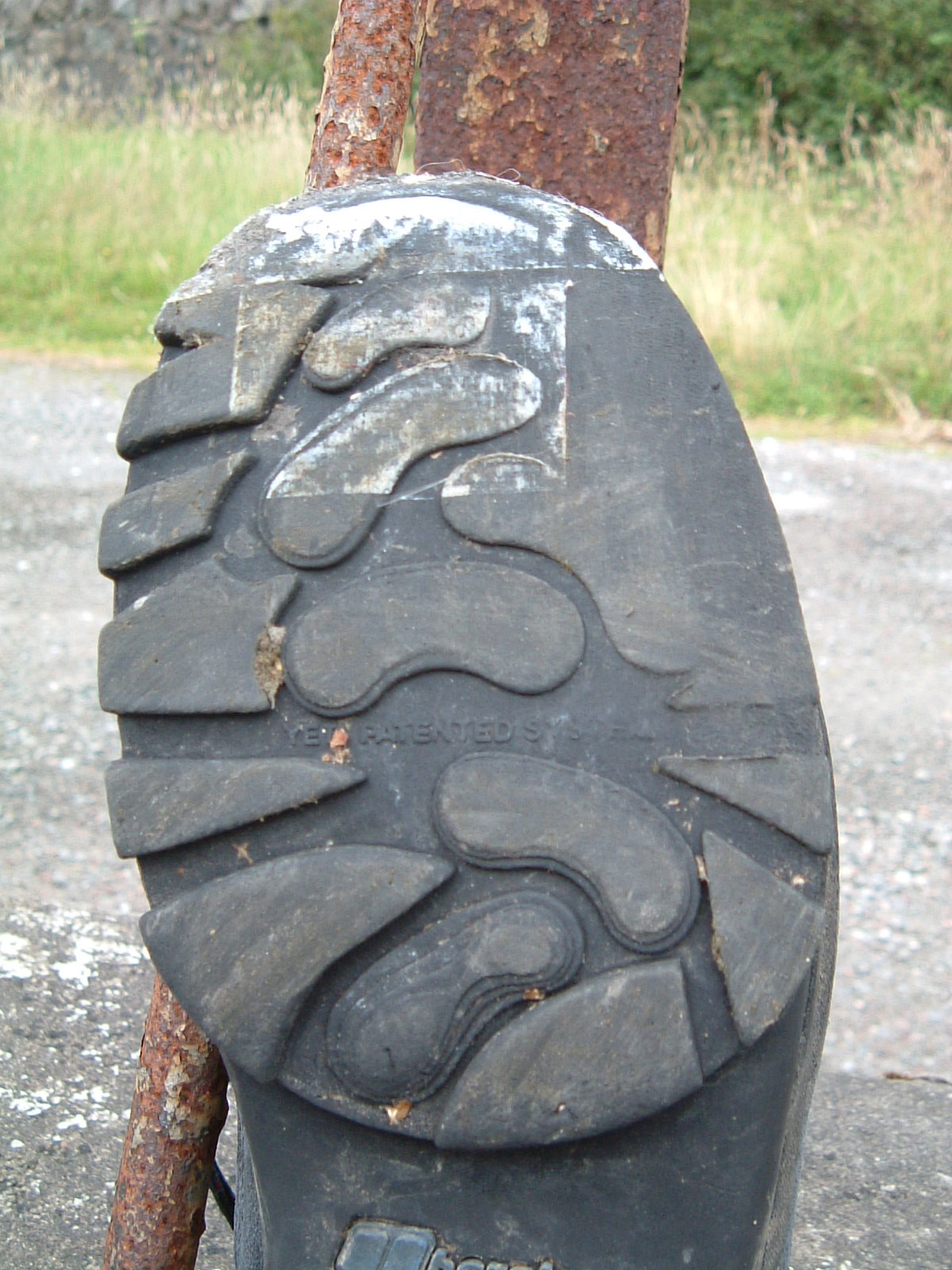 The front sole of my left boot