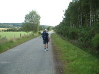 Barry walking along the lane to Tain
