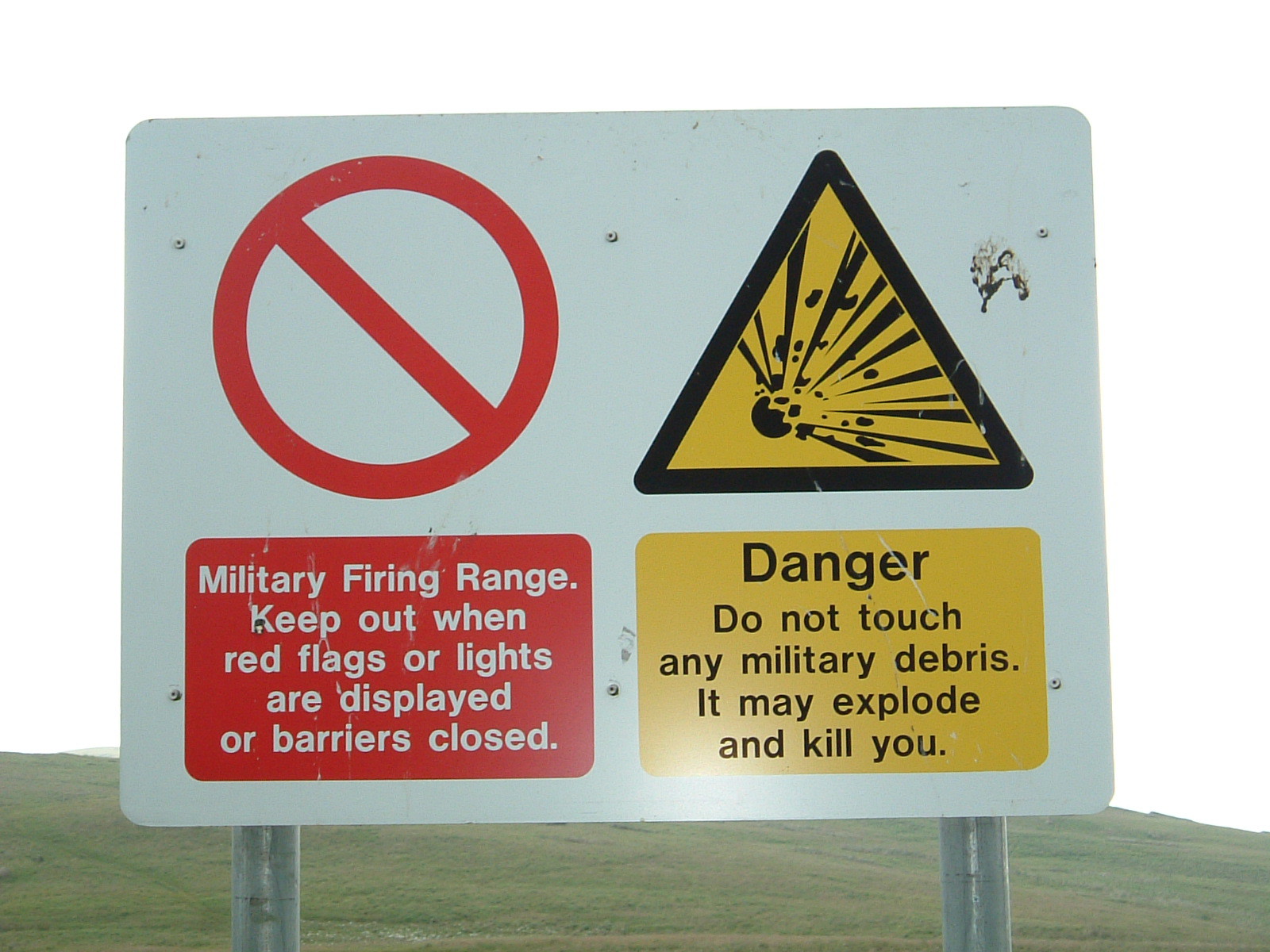 A sign warning of a military firing range