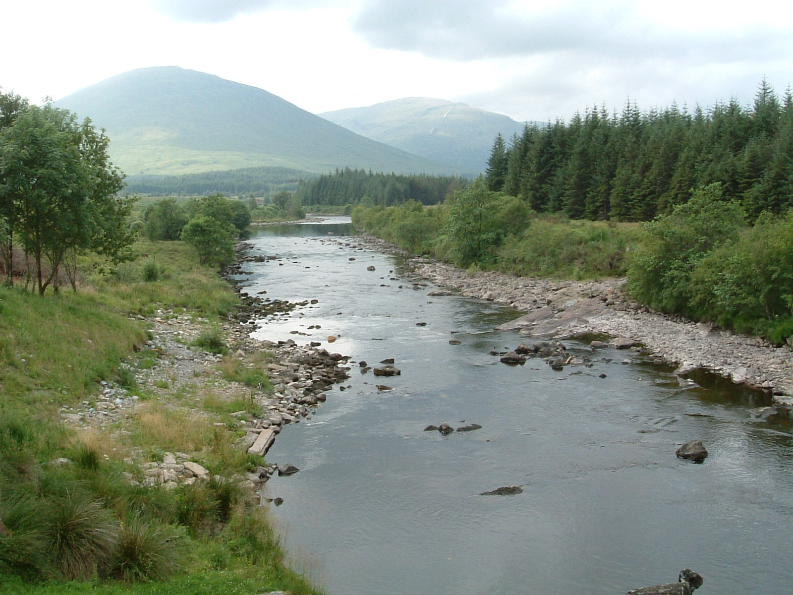 The view along the River Orchy from the bridge at Bridge of Orchy