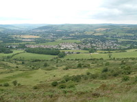 Melrose from the Eildon Hills, with Galashiels in the background