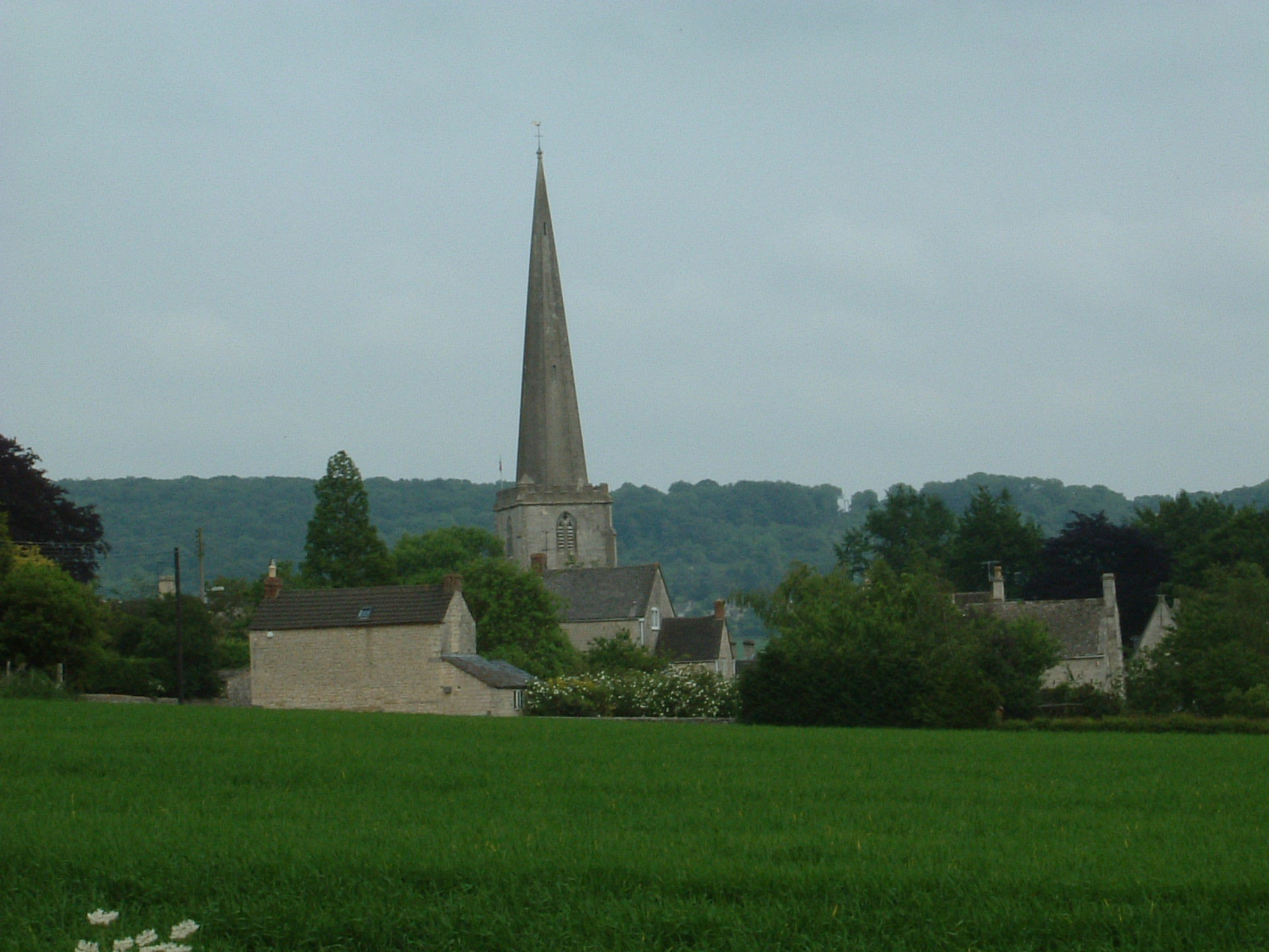 The huge spire of Painswick Church