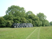 Silage bags stacked in a field